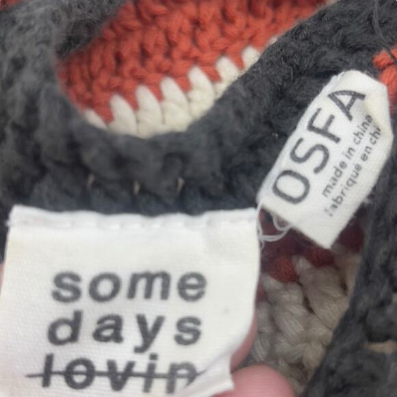 Some Days Lovin Crochet Poncho Multi Color Striped Women One Size Fits All - Picture 5 of 9